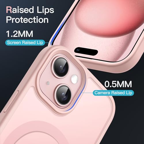 Image of JETech Magnetic Cover Case for iPhone 15 6.1-Inch Compatible with MagSafe, Translucent Matte Back Slim Shockproof Phone Cover (Pink Back) | Compatible with MagSafe, Translucent Matte Back, Slim Shockproof Protection