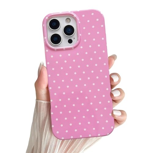 Coque iPhone 16 Pro rose en TPU souple mince et antichoc à pois EYZUTAK