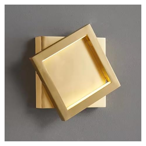OZBMA Illuminazione da Comodino a LED Quadrata in Rame, Moderna e Minimalista, di Lusso Nordico, per Camera da Letto e Soggiorno, Elegante (Oro)