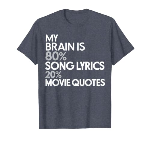 My Brain is 80% Song Lyrics 20% Movie Quotes: Funny T-Shirt T-Shirt, Men, Heather Blue, Small