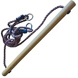 Holztrapez Schaukel aus Hartholz ergonomisch Ø35 mm 58 cm mit Seil 130 cm & Metallringen...