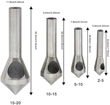 LESOLEIL Countersink Chamfer Deburring Drill Bit Set, 4 Pcs Titanium Coated Countersink Metal Deburring Drill Bits Tool for DIY Wool Metal Plastic Silver