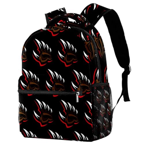 Sac à dos d'école griffe d'ours grizzly rouge multicolore 29.4x20x40cm