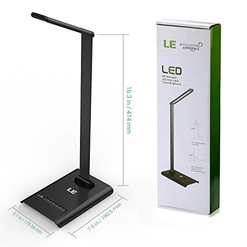 Le Dimmable Led Desk Lamp, 7 Brightness Levels, Eye Protection Design Reading Lamp, Touch Sensitive Control, 6W Folding Table Lamp, Daylight White #TOP4