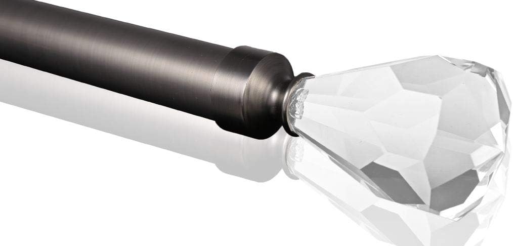 Drapery Curtain Crystal Metal Athena Finial for 1 3/8" Diameter Drapery Rod - Black - Set of 2