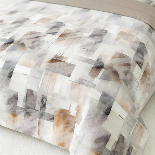 Image of LANE LINEN 100% Cotton Printed King Size Bedsheet - Brown Black