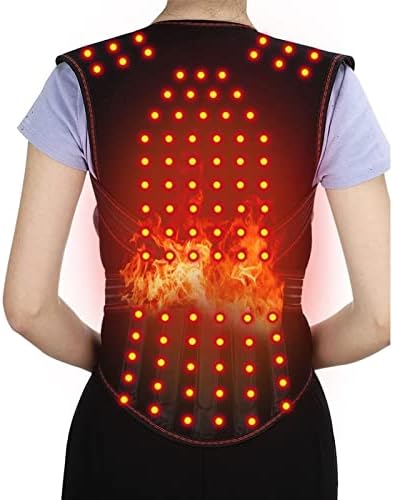 Self Heating Full Back Support Belt Men Women 108pcs Magnets Self-Heating Waist Back Brace Vest Lumbar Belt Spine Shoulder Neck Posture Correction Belt (Color : Black, Size : X-Large)