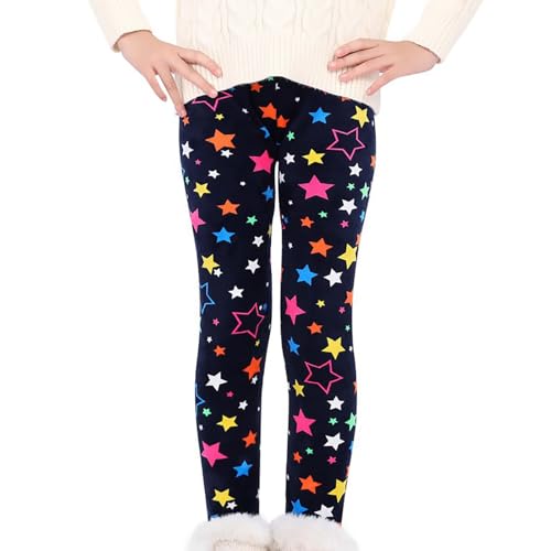 Girls Warm Fleece Lined Leggings Star Printed Thick Pants for Toddler Kids Fall Winter Thermal Tights Cotton Bottoms3