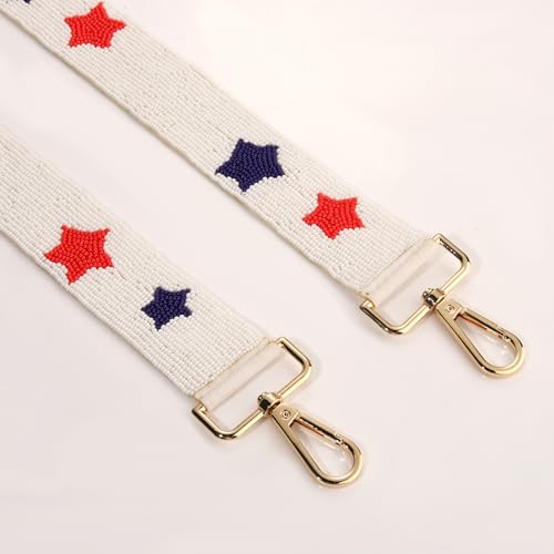 Image of 4th of July Purse Strap Red White Blue Beaded USA Star Purse Strap Replacement American Independence Day Outfits