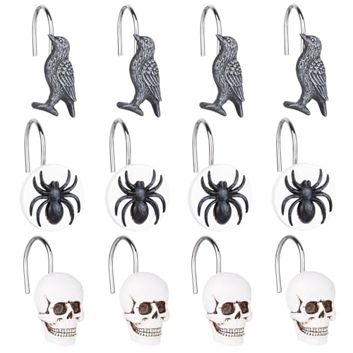 Halloween Shower Curtain Hooks,12Pcs Halloween Decoration Shower Rings - image 6