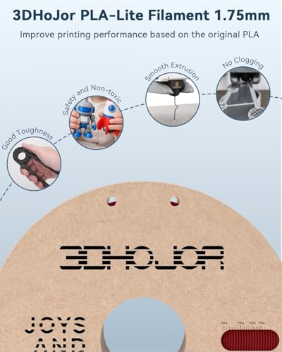 Image of 3DHoJor PLA Filament 1.75mm,3D Printer Filament,1kg Cardboard Spool (2.2lbs),Dimensional Accuracy + /- 0.03 mm,Odor Free Clog Free No Brittle, Fit Most 3D FDM Printer,Fire Engine Red