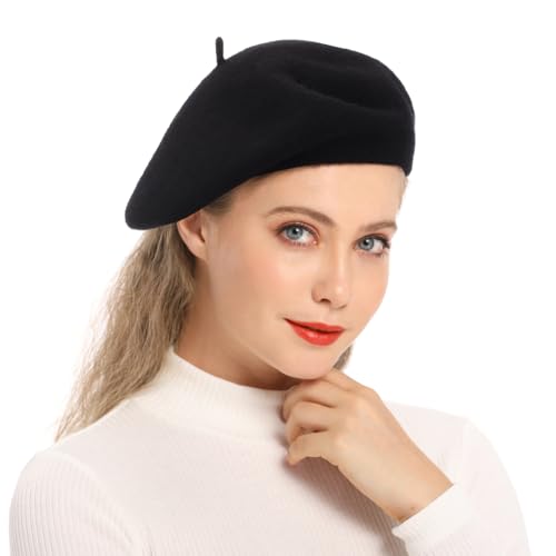 Wheebo 12 Pieces French Beret Hat Solid Color Wool Artist Beret Hats For Women Girls Lady thumb #3