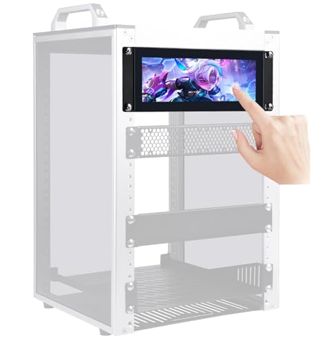 Image of 7.84 Inch 2U Rack Mount Touchscreen Monitor,1280x400 IPS Secondary Display with Speaker, Compatible with DeskPi RackMate T0 /T1 /T2 /T0 Plus /T1 Plus /TL1, Tecmojo 4U /6U /9U /12U 10inch Server Rack Cabinet