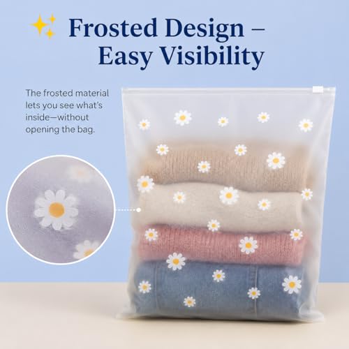 Image of PulGos 24 Pcs, 45 x 35 Cm Saree Cover for Storage | Floral Printed With Zip | Frosted Transparent Bags | Multipurpose Bag for Clothes & Accessories | Packing Covers for Wardrobe Organizer & Traveling