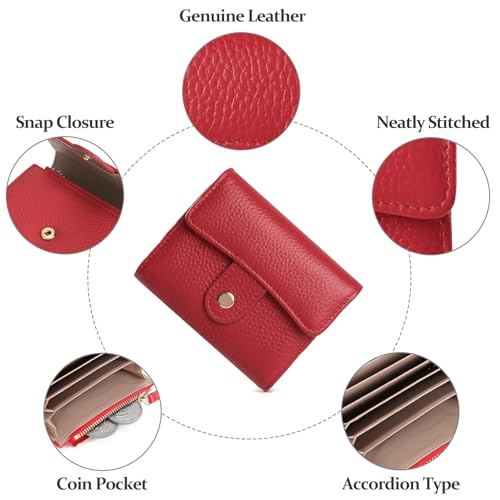 Image of GOIACII Women's Credit Card Holder RFID Blocking Genuine Leather Red