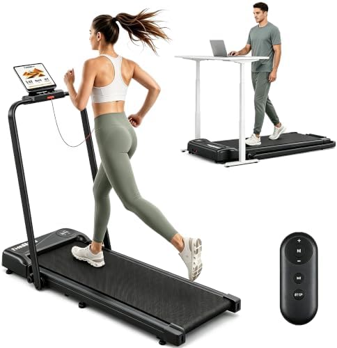 THERUN Walking Pad Laufband leise,Treadmill klappbares bis 10 km/h | Doppelte Stoßdämpfung, LED-Anzeige, Keine Montage Erforderlich für Zuhause und Büro 130 kg