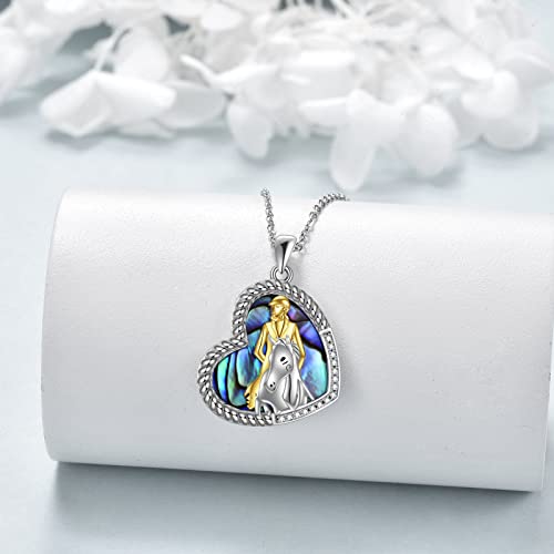Wteniy Horse Necklace 925 Sterling Silver Lucky Horse Jewelry Abalone Shell Heart Pendant Necklace Girl With Horse Gifts For Women Mother Girl Daughter Birthday #TOP1
