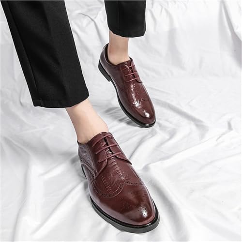 Men's Lace up Brogue Leather Dress Shoes Four Seasons Pointed Toe British Style Comfortable Office Wedding Groom Footwear2