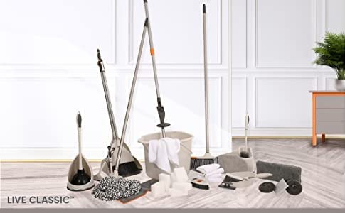 Slim Angle Broom With Dustpan With Extendable Handle 53" Long, Durable Collapsible Broom For Home, Kitchen, Rv, Travel #TOP4