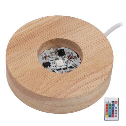 Changor Base Luminosa a LED Legno di Quercia Luci Colorate Ecologiche Telecomando per Gioielli in Vetro Artistico in 1 Pezzo Ideale Regalo