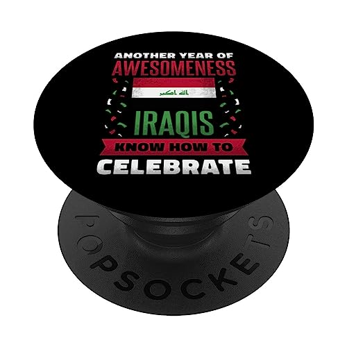 Iraq Iraqi Roots Iraqi Heritage Proud Iraqi Flag PopSockets Swappable PopGrip, Black