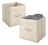 Whitmor Collapsible Fabric Cubes, Set of 2, Vanilla
