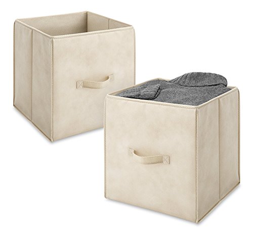 Whitmor Collapsible Fabric Cubes, Set of 2, Vanilla