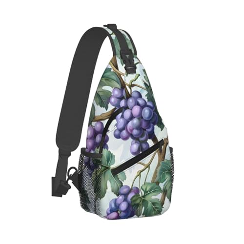 Bolso bandolera unisex con patrón uva ajustable ligero miniatura 2