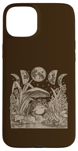Whimsy Goth Fairycore Witchy Frog Mushroom Moon Vintage �X�}�z�P�[�X iPhone 15 Plus �p