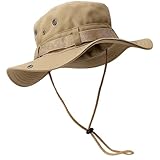 Safari Hat with Adjustable Rope, Explorer Hat for Women and Men, Lightweight Jungle Hats for Outdoor Activities Like Fishing, Hiking and So On, Adjustable Head Size 54-59 cm (Khaki)