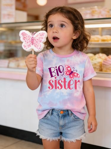 Image of Funnycokid Big Sister Shirts for Girls Pregnancy Announcement Toddler Promoted to T-Shirt 1-7 Years