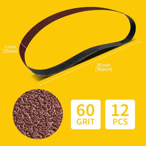 1x 30 inch 60 grit sanding belt  premium aluminum oxide sanding belt  premium sander sandpaper  12 pack