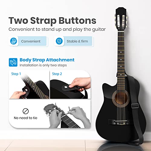 Moukey Guitare acoustique gaucher 4/4 taille pour débutants enfants adultes et adultes – Guitare acoustique classique de… - Les Beatles, Paul McCartney, John Lennon, RIngo Starr, George Harrison Moukey Guitare acoustique gaucher 4/4 taille pour débutants enfants adultes et adultes - Guitare acoustique classique de… – Image 6