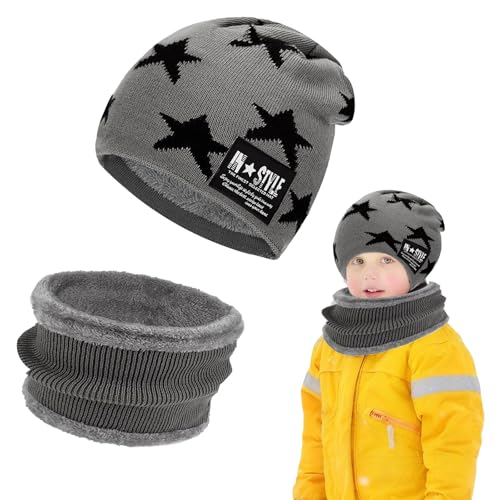 DTXYBC Kinder Wintermütze und Schal Set, Kinder Winter Warm...