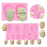 Halloween Skull Fondant Silicone Molds, Paws Spine Chocolate Cake Decorating Molds (3Pcs) for Hallow
