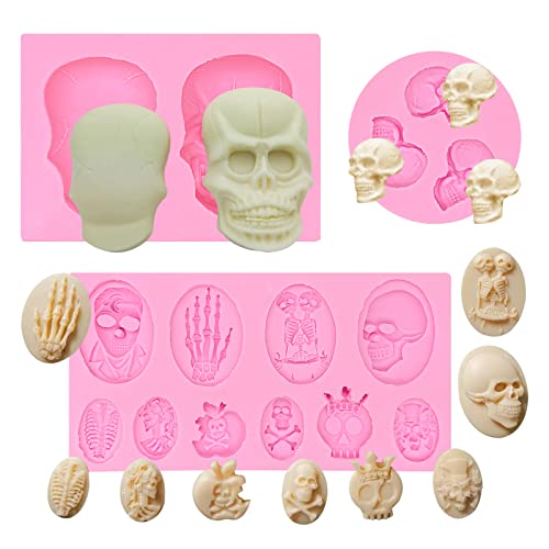 Halloween Skull Fondant Silicone Molds, Paws Spine Chocolate Cake Decorating Molds (3Pcs) For Halloween Party Cupcake Decorating, Cookies, Cookies, Bread, Candy, Chewing Gum, Epoxy Crafts, Clay Molds #TOP5