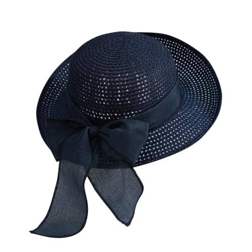 Women's Hollow Out Straw Hat Bowknot Tie Trendy Sunshade Caps Mesh Elegant Hats 2025 Summer Vacation Tea Party Cap