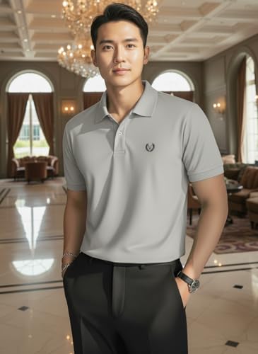 Image of MACK JONNEY Men's Solid Polo T-Shirt | Premium Cotton Blend | Regular Fit | Short Sleeve | Collared Casual Wear|Pack of 2 -MJ-157