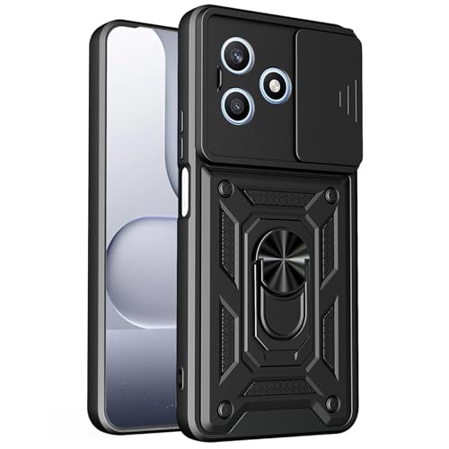 Image of Casodon Shockproof Back Case Cover for Honor X8D 5G, Shockproof Honor X8D Back Cover, Ring Case with Kickstand and Camera Protection Shutter - Black