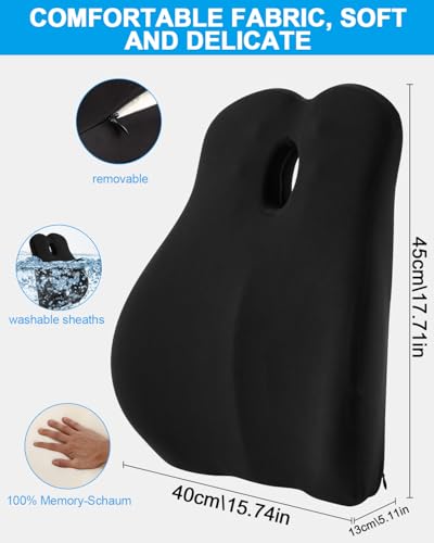 FAOKZE Ergonomisches RückenKissen aus Memory Foam, Memory Foam Rückenkissen für Bürostuhl & Sofa, Rückenkissen Stuhl mit Antistatischem, hautfreundlichem Bezug und für eine Bequeme Sitzhaltung