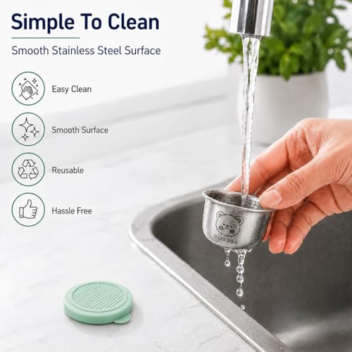 Image of Small Round Stainless Steel Food Storage Containers with Silicone Lids Kitchen Bowls for Portions Ketchup Chutney Sauces Dips Spices Dry Fruits Baby Food Refrigerator Freezer Safe-50ml (4)