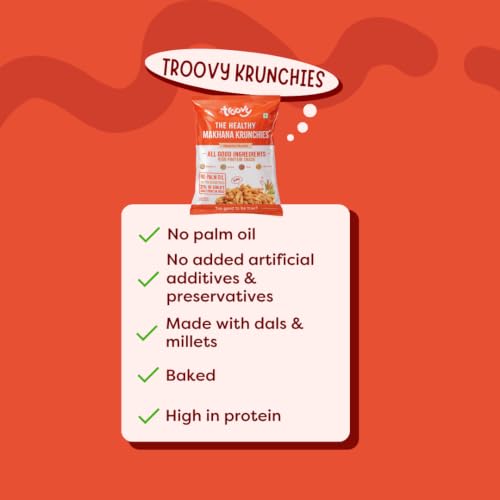 Image of Troovy Healthy Makhana Krunchies (Pack of 3)| Natural Ingredients, Made with Makhana, Jowar, Chana Dal, Soy Protein, Ragi & Quinoa | Baked Snacks | 70gm x 3