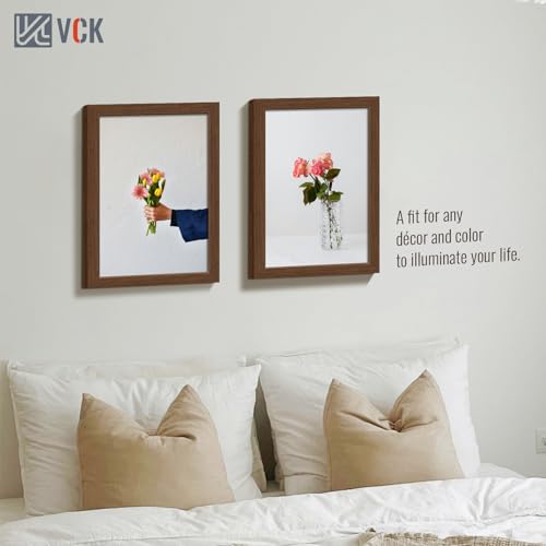 Image of VCK 12x18 Frames 3 Pack, Brown Poster Frame MDF Wood with Polished Plexiglass, Wall Mounting Horizontal & Vertical Display