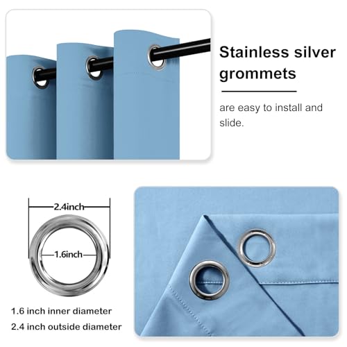 Image of DWCN Blackout Curtains for Bedroom Living Room 38 x 54 Inch Long Light Blue