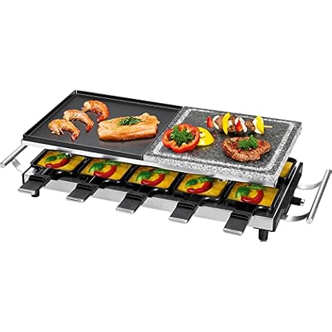 ProfiCook 2in1-Raclette-Grill, Raclette 10 Personen, Raclette mit Steinplatte u. Grillplatte, antihaftbeschichtet, wärmeisolierte Griffe, stufenloses Thermostat, 1700 Watt Cover