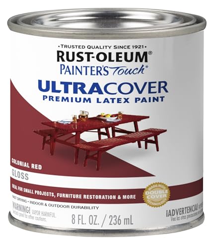 Rust-Oleum 1964730 Brush On Paint Painters Touch Latex, 8 Fl Oz (Pack of 1), Gloss Colonial Red