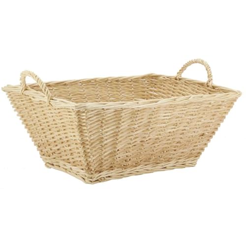 AUBRY GASPARD - Corbeille Linge Osier Fendu Clair - Rectangulaire - 60 x 45 x 26 cm - Léger 0,75 kg - 2 Anses Pratiques Transport Facile - Parfaite...