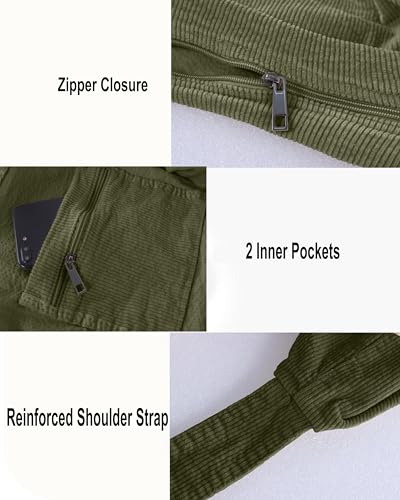 Image of 2026 Corduroy Tote Bag with Zipper Large Casual Handbags Shoulder Purse for Women