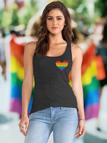Image of Ithalt Pride Tank Top for Women LGBT Rainbow Flag Shirt Love Heart Graphic Tee Lesbian Gay Pride Sleeveless Vest