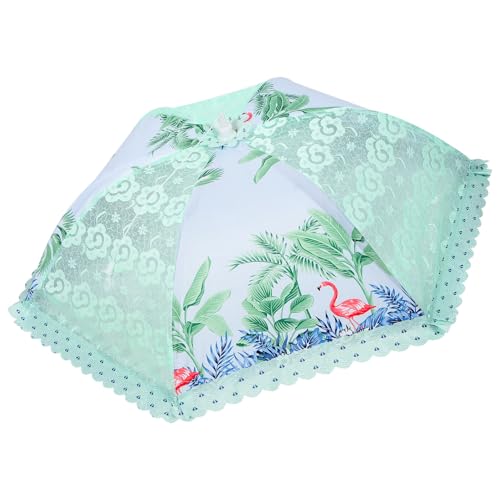 Veemoon Cubierta Protectora para Alimentos Plegable con Malla y Estructura de Acero Tienda Antimoscas Portátil para Picnic Barbacoa Fiestas y Camping Diseño Tropical Verde Fácil de Usar y